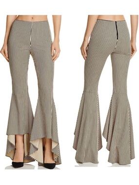Alice + Olivia Jinny Striped High-Low Flared Pants Bell Bottom High Rise Size 0